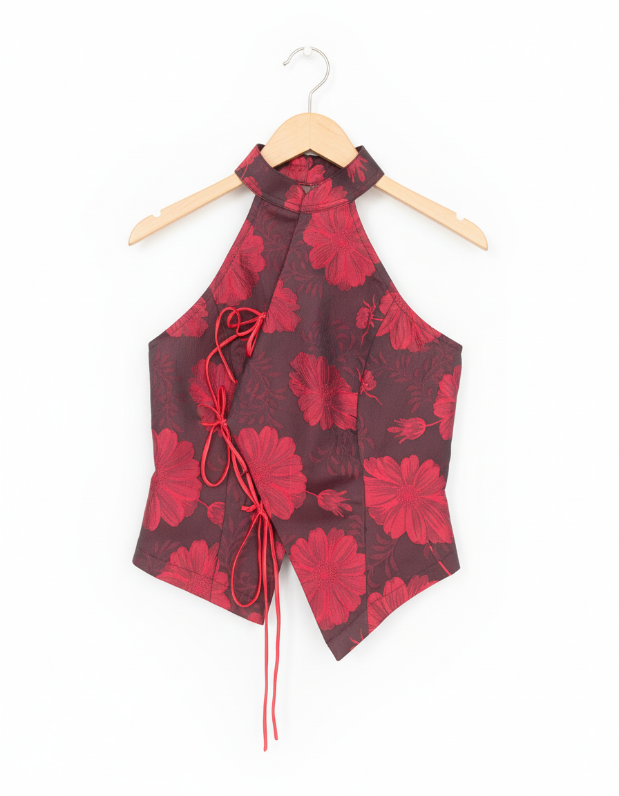Top Sakura Flores rojo